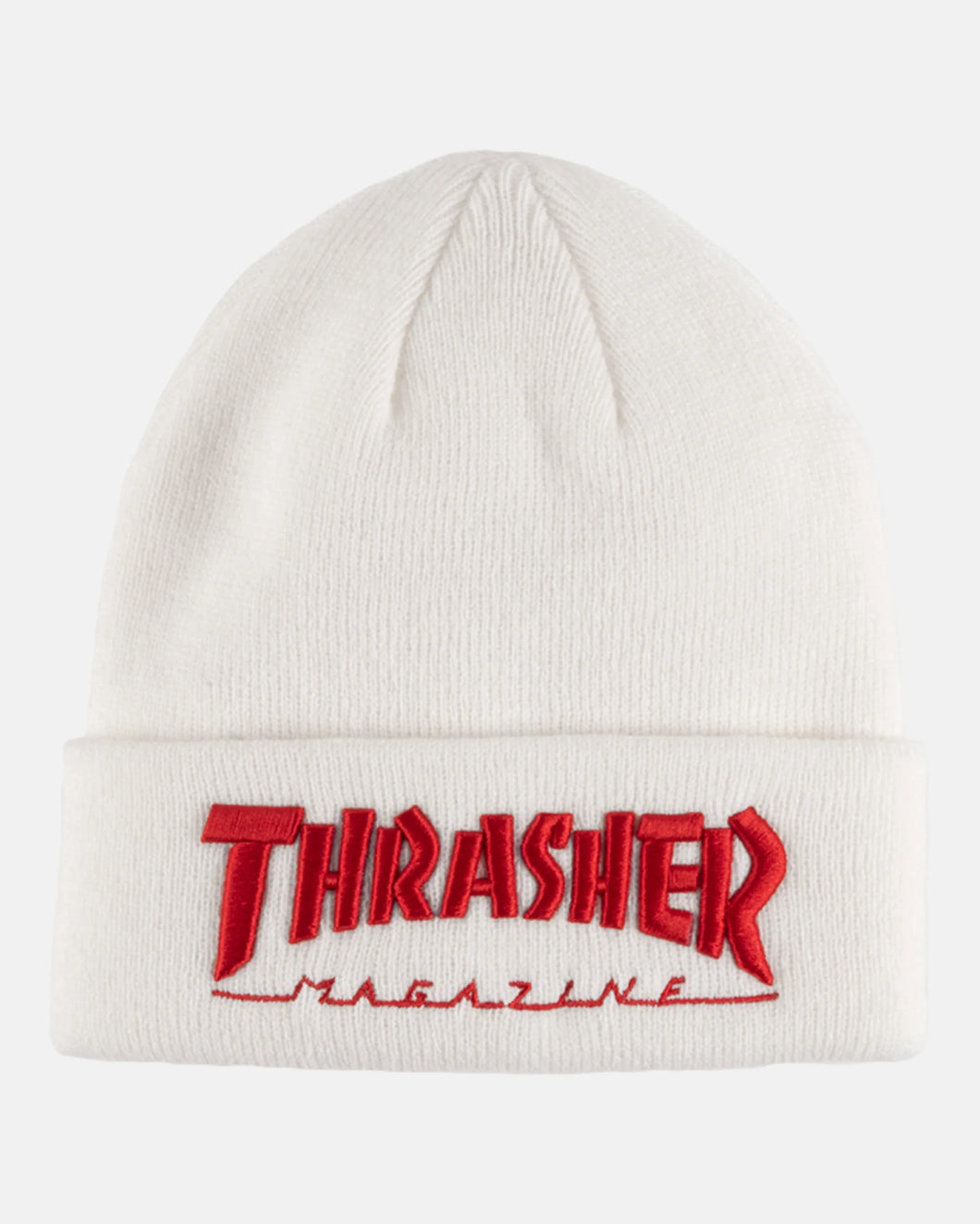THRASHER EMBROIDERED LOGO BEANIE WHITE/RED